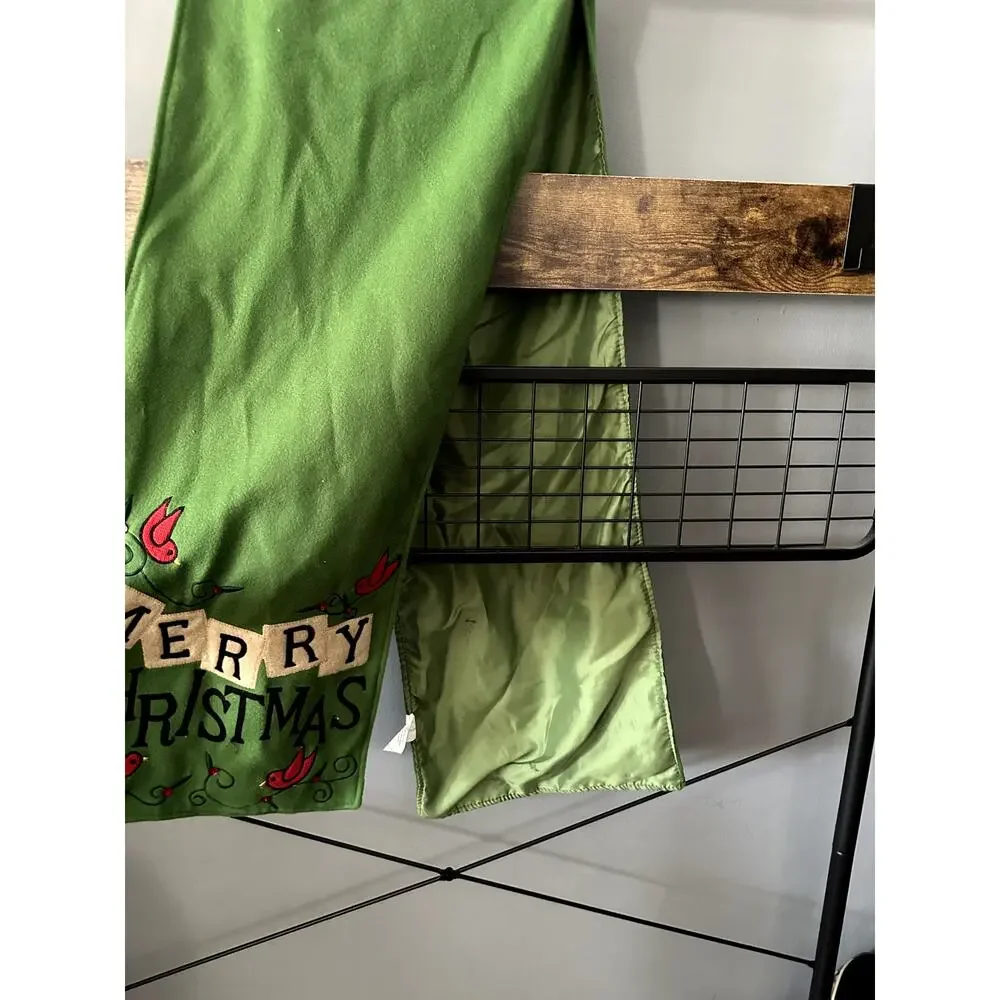 Merry Christmas Green Table Runner